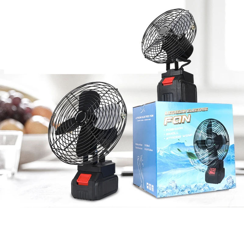 Portable 21V Lithium-ion Battery Fan with 9W LED Light – Ideal