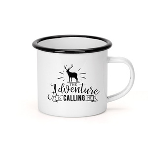 Tazas de Metal Esmaltadas al por Mayor, Populares en Europa, 350ml, Taza de Cappuccino Personalizada, Taza de Campamento con Serigrafía - Product Image 4