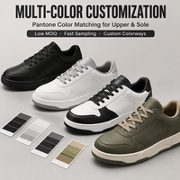 Sneakers Classiche Basse in Pelle Microfibra Triple White Black Morbide Traspiranti di Tendenza Moda con Rialzo Interno per Camminata