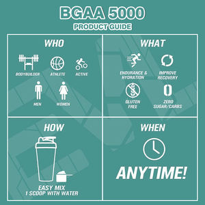 La poudre de <span class=keywords><strong>BCAA</strong></span> <span class=keywords><strong>Pure</strong></span> Premium Custom 5000MG zéro sucre stimule la récupération musculaire et l'endurance pour les femmes et les hommes avant l'entraînement - Product Image 4
