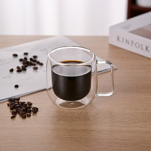 Tazza da Caffè Riutilizzabile in <span class=keywords><strong>Vetro</strong></span> Borosilicato a Doppia Parete con Manico da 250ml 350ml 450ml - Product Image 6