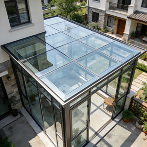 Serre moderne en verre, cadre en aluminium 6063-T6, double vitrage trempé Low-E, véranda quatre saisons, <span class=keywords><strong>solarium</strong></span> anti-corrosion, écologique - Product Image 4