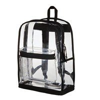 Sac à dos unisexe transparent en PVC, imperméable, avec lettres, couleur unie, fermeture éclair, 30-40L, bretelles à coussin d'air, pour étudiants