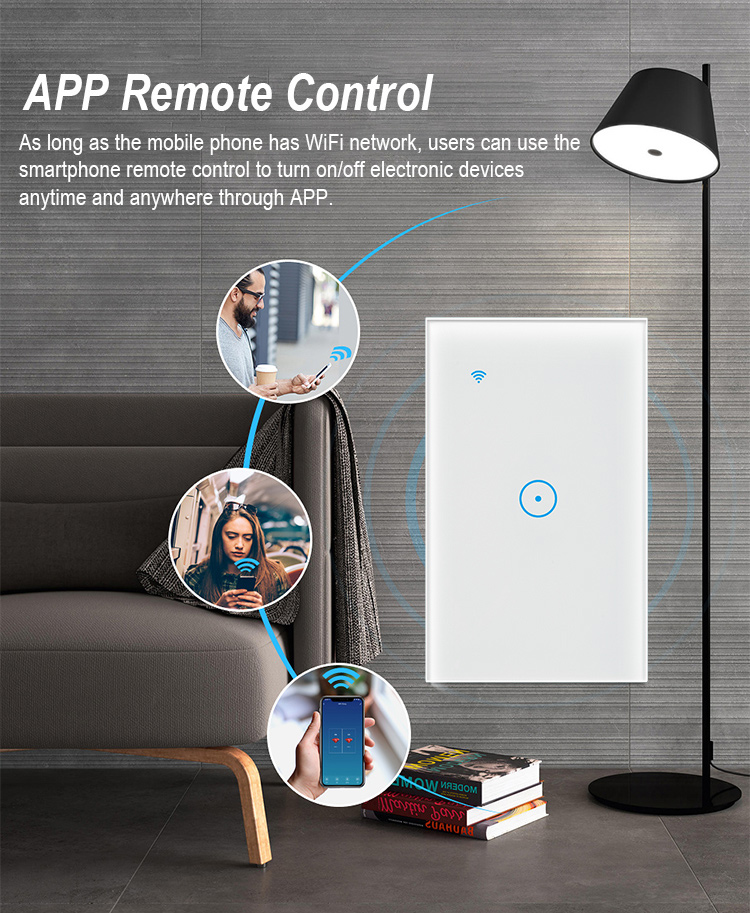 Hot selling 3 gang US. Australian and Mexico standard WIFI touch switch smart wifi zigbee wall touch switch