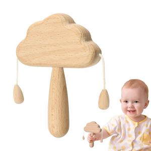 Juguetes de madera para bebés al por mayor: Sonajeros de nubes, sonajeros de mano para bebés, juguetes de entrenamiento para el agarre de niños - Product Image 1