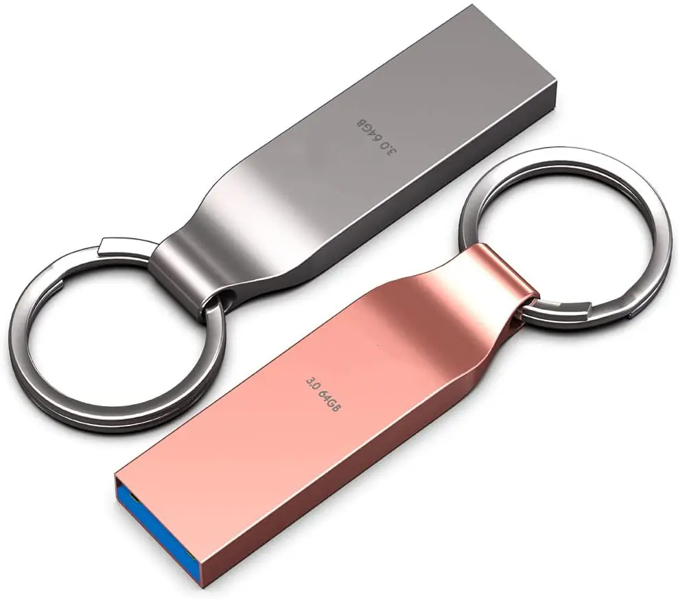 Metall USB 2.0 Flash-Laufwerke 128GB wasserdicht Handy USB Jump Drive Memory Stick mit Schlüssel bund Design Kann Logo angepasst werden