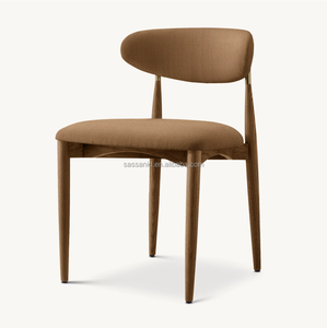Chaise <span class=keywords><strong>de</strong></span> Salle à Manger Sassanid OEM Design Moderne Mi-Siècle en Chêne Brun et Laiton Tissu Arno Américain - Product Image 3