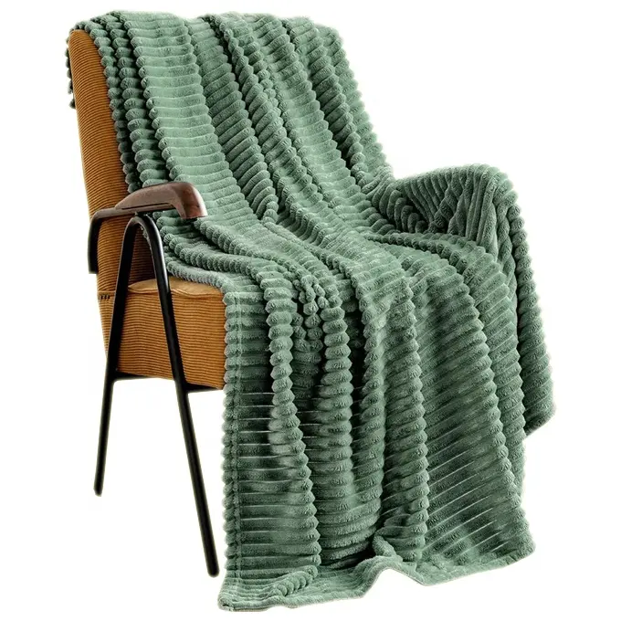 Теплое удобное роскошное жаккардовое Полосатое Фланелевое Флисовое одеяло двуспальная кровать