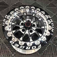 Ruedas Forjadas Personalizadas de 1/2 Pieza 17*10J 15*10 5*120 5*114.3 Negro Brillante Multirradio con Beadlock para Coches de Carreras Mustang