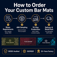 Tapis de bar personnalisé avec votre logo, impression sur mesure, faible MOQ, emballage de détail, vente en gros, fournisseur d'usine