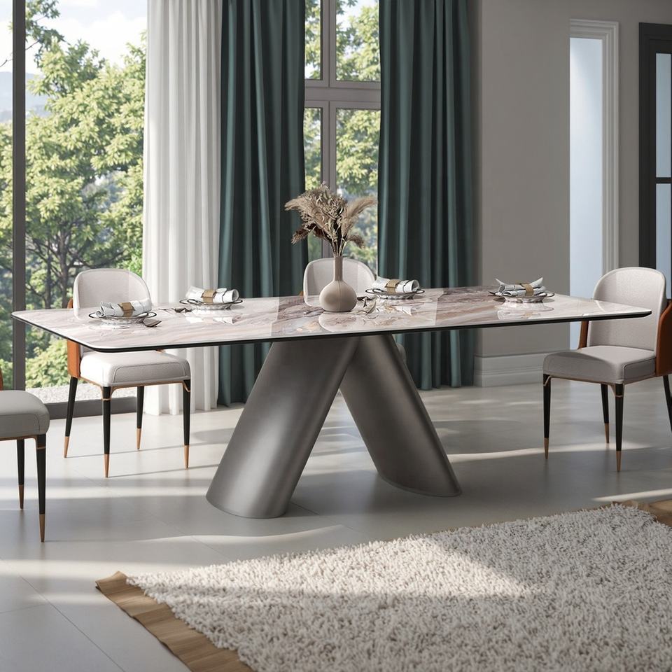 Modern Rectangular Travertine Stone Dining Table Top Home Dine ...