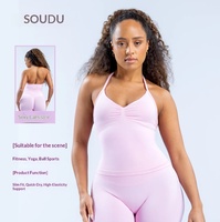 Ensemble de sport transfrontalier sans couture en Spandex/Nylon : Haut de yoga dos nu, Pantalon de fitness taille haute élastique, Short de fitness, Brassière de sport à bretelles