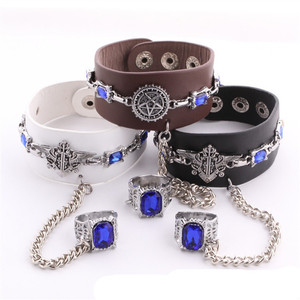 Bracelets en cuir punk avec logo de l'œil d'Otto de l'anime <span class=keywords><strong>Kuroshitsuji</strong></span>, accessoires de cosplay, cadeaux unisexes hip-hop - Product Image 1