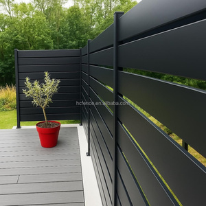 An ninh hiện đại Nhôm hàng rào riêng tư tấm 6 chân đen ngoài trời ngang đá đen thiết kế với dịch vụ mô hình 3D - Product Image 3