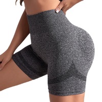Shorts de sport taille haute en Spandex/Nylon à compression, confortables et sans coutures, avec effet push-up pour la course et les activités sportives