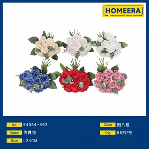 Vente en gros 96 pièces mélange de fleurs artificielles de différentes couleurs 24cm de longueur pour décorations de maison et de mariage - Product Image 1