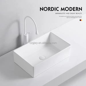 Lavabo de salle de bain commercial de qualité supérieure, style moderne, finition mate, en céramique - Product Image 2