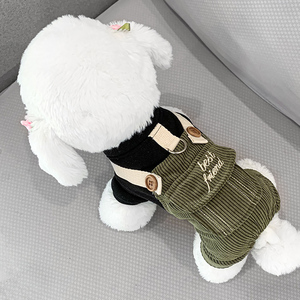 <b>Dog</b> <b>Clothes</b> Four-Legged Overalls Black And Green Color Scheme Adjustable Cute Design <b>For</b> <b>Small</b> <b>Dogs</b> Autumn Winter Wear - Product Image 1