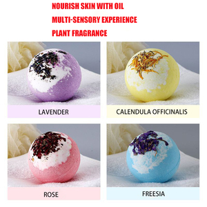 Bolas de sal de baño de sellado caliente con flores secas Bombas de baño de burbujas coloridas personalizadas Juego de regalo Bombas de baño de magnesio veganas orgánicas - Product Image 3