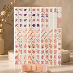 Juego de Mahjong Plegable de Acrílico Rosa Melocotón Personalizado con Diseño Iridiscente de Fénix Floral, Set de Regalo <span class=keywords><strong>para</strong></span> Juegos de <span class=keywords><strong>Casino</strong></span> - Product Image 4