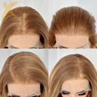Perruque Frontale HD X-Tress 13*6 Sans Colle, Courte Bob Synthétique Blond Miel Avec Mèches Brunes, Pour Femmes Noires, Vente en Gros