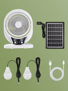 <span class=keywords><strong>Ventilador</strong></span> de refrigeración de aire eléctrico de 7 pulgadas, 5 aspas, 3,2 V, 5500 MPa, <span class=keywords><strong>Bombilla</strong></span> LED, Panel Solar de 3W, 4 ventiladores mecánicos, mesa para exteriores - Product Image 3