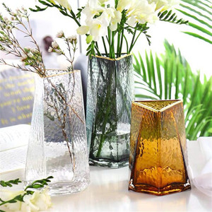 Lucky <b>Bag</b> Decorative <b>Glass</b> <b>Vase</b> with Small Opening Wrinkled Waist and Irregular Top Colorful Tabletop Decoration - Product Image 1