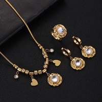 Parure de bijoux en acier inoxydable 316L plaqué or PVD 18 carats, anti-ternissement, avec zircon, pour mariages et fiançailles, comprenant un collier