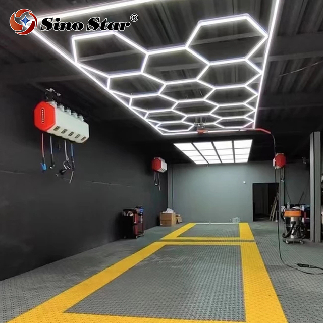Sino Star Factory Direct Sale the Hive Design Hexagon LED Light/garage Led Light/hexagonal Grid Led Light for Car Care Workshop