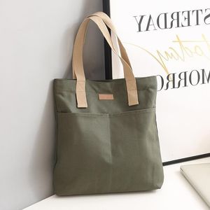 Japan Style Canvas Tote Bag Large Green Vertical <b>Square</b> Zipper Closure Everyday Use Women's Bag - Product Image 1