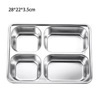Ventes en gros de plats à dîner divisés en acier inoxydable 304 avec couvercles en acier inoxydable, plateau rectangulaire pour aliments