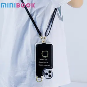 Minibook Custom Multifunction Card Slots Wallet crossbody Back Cover Flip ring buckles Leather Phone Case For Iphone 14 pro