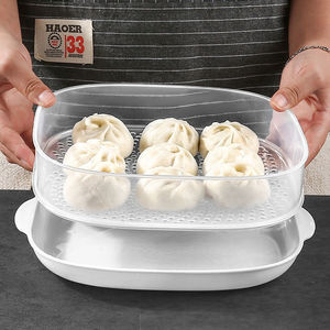 Microwave Steamer Food Grade Transparent 3 Tier With Lid For Steamed Buns And Vegetables Household Reheating Appliance - Product Image 2