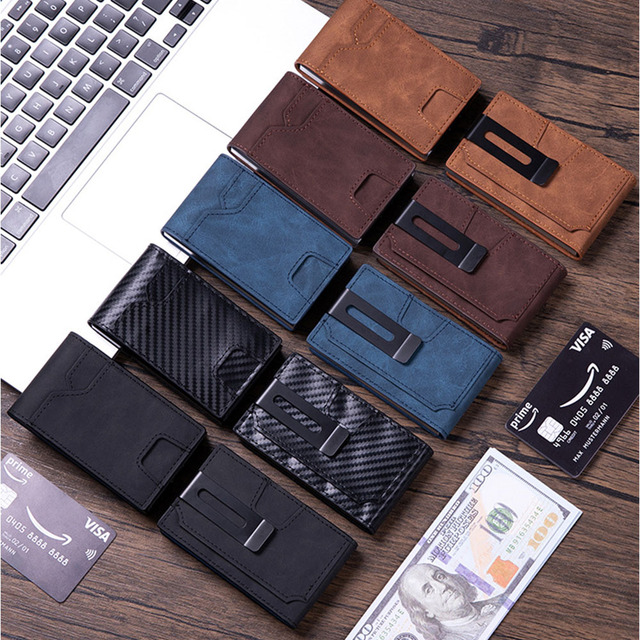 Premium RFID Blocking Pop up Card Wallet Slim Aluminum Metal Automatic Card Holder for Men Business Use