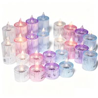 Lampes à thé LED en gros, design à rayures verticales, bougies pilier sans flamme, écologiques, à piles, bouton-poussoir, décoration intérieure