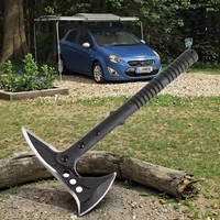 Hache à double tête prête au combat en acier à haute teneur en carbone avec design gravé et manche en acier, à monter soi-même
