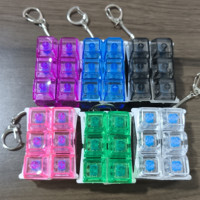 Porte-clés testeur de commutateur à 6 touches en grille PC, transparent, anti-stress, avec base de décompression, disponible en plusieurs couleurs