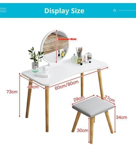 Modern LED Solid Wood <strong>Vanity</strong> Table <strong>with</strong> Bow <strong>Back</strong> <strong>Chair</strong> and Lighted Mirror White Makeup Desk for Bedroom &amp; Bathroom - Product Image 5