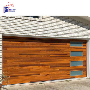<span class=keywords><strong>Porte</strong></span> <span class=keywords><strong>de</strong></span> <span class=keywords><strong>garage</strong></span> sectionnelle en acier isolé 16x7 moderne américaine avec rabat coulissant en bois fini Option bon marché pour les résidences - Product Image 4
