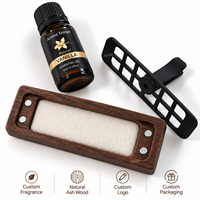 Diffuseur de parfum pour voiture en bois brun avec clip de ventilation, diffuseur magnétique respirant rechargeable pour voiture, parfum agrumes et citron vert