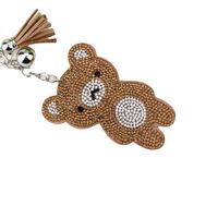 Meilleures ventes AliExpress : Nouveau pendentif porte-clés mignon en forme d'ours 'Violent Bear' avec strass et pompon coréen pour sac, Modèle P0058