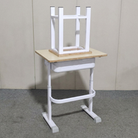 Ensemble bureau et tabouret pour étudiant, structure en bois et métal, table d'étude scolaire avec plateau de rangement, hauteur réglable