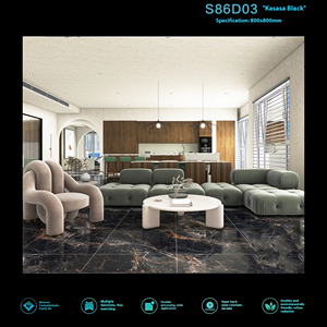 Azulejos de Cerámica de Mármol de Lujo Oscuro para Paredes y Pisos, 800x800 mm, Antideslizantes, para Baño, Vestíbulo, Sala de Estar, Diseño de Interiores de Hotel - Product Image 5