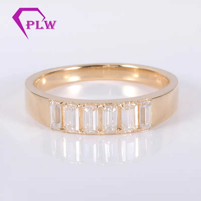 Женское Обручальное кольцо с изумрудной огранкой, классический дизайн, 14 К золото, половинная лента вечности, мини-размер