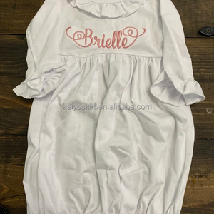 Monogrammed Baby Evening <strong>Gown</strong> for Kids Ruffle Long Sleeve Baby Cotton Night <strong>Gown</strong> Girls <strong>Dressing</strong> <strong>Gown</strong> - Product Image 5