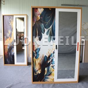 خزانة ملابس فولاذية للغرفة، دولاب حديدي ببابين، خزانة ملابس معدنية بأبواب منزلقة مع مرآة - Product Image 5