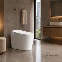WC intelligent à poser au sol avec réservoir intégré, bidet, chasse d'eau automatique, siège chauffant, WC en céramique dissimulé, design moderne pour appartement