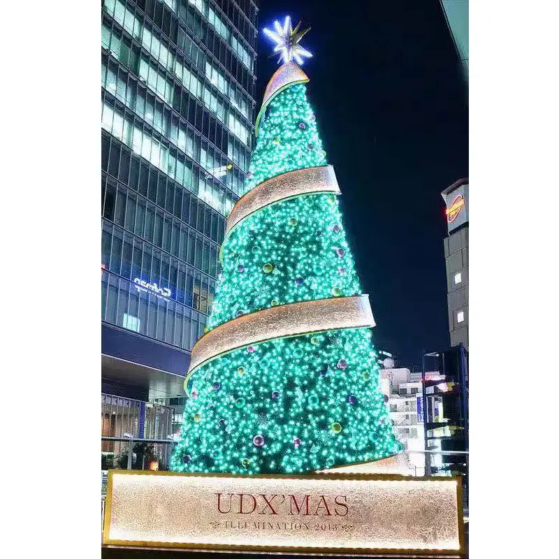 Best-seller Shopping Mall Square Center Outdoor 3D Multi Color LED RGB Decorativa PVC Gigante Árvore De Natal