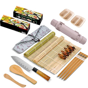 Kit de fabrication de <span class=keywords><strong>sushis</strong></span> pour la cuisine : Outils éducatifs DIY, moule à boulettes de riz à double compartiment en blé, et ensemble de rideaux à rouler en bambou - Product Image 2
