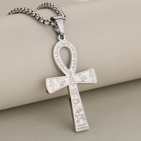 Jellyk — collier en acier inoxydable avec pendentif de vie égyptien, bijoux religieux, hip-hop, vente en gros